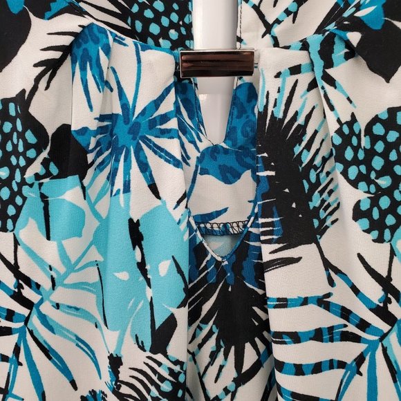 George Tropical Plants and Floral Print Short  Sleeve Blouse - Picture 6 of 9